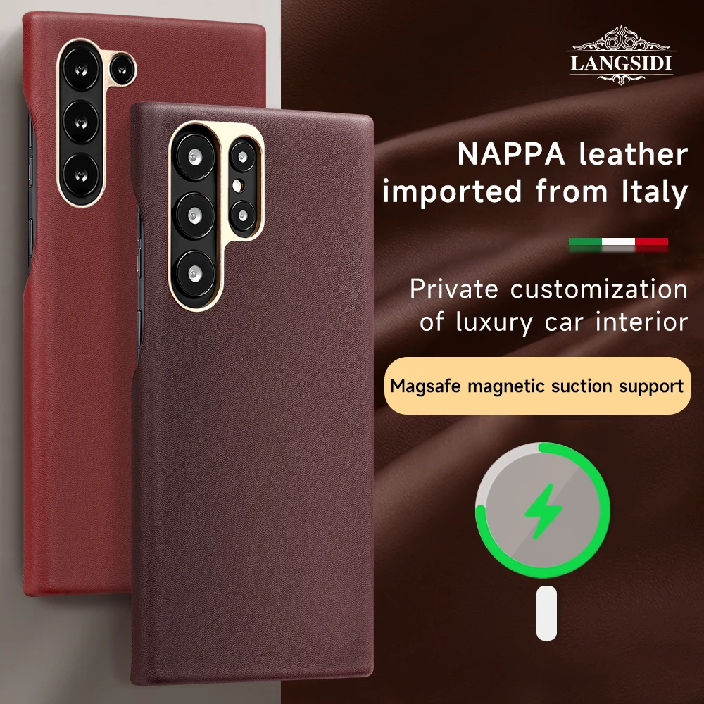 LANGSIDI Cowhide leather Magsafe Case for Samsung Galaxy s23 ultra plus Wireless Charging Cover For Samsung s23 Magnetic case
LANGSIDI Cowhide leather Magsafe Case for Samsung Galaxy s23 ultra plus Wireless Charging Cover For Samsung s23 Magnetic case