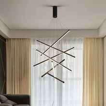 Modern Minimalist Line Chandelier Luxury House Staircase Hanging Lamp Living Room High Floor Pendant Light for Home Decor