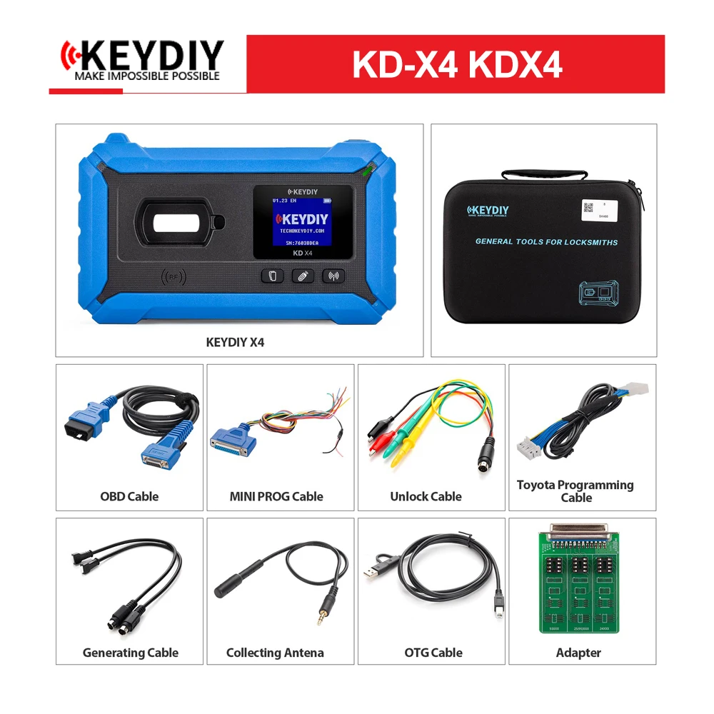 KEYDIY KD-X4 Программатор ключей объединяет KD Max, KD Mate и KD Mini Prog для распознавания ключей/генерации/копирования/программирования
KEYDIY KD-X4 Программатор ключей объединяет KD Max, KD Mate и KD Mini Prog для распознавания ключей/генерации/копирования/программирования