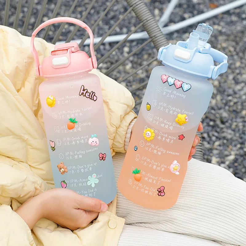2L Large Capacity Water Bottle Straw Cup High Temperature Plastic Water Cup Time Scale Frosted Outdoor Sports Student Couple Cup
2L Large Capacity Water Bottle Straw Cup High Temperature Plastic Water Cup Time Scale Frosted Outdoor Sports Student Couple Cup