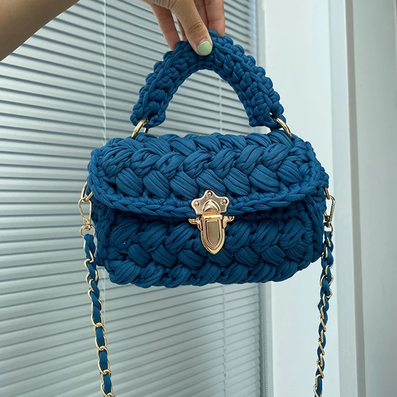 Women Shoulder Bag 2022 Polyester Purse and Handbags Female Fashion Casual Solid Color Handmade Knitting Chain Square Bag
Women Shoulder Bag 2022 Polyester Purse and Handbags Female Fashion Casual Solid Color Handmade Knitting Chain Square Bag