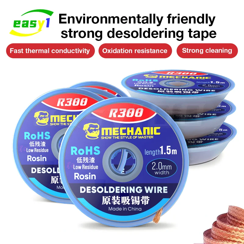 Паяльный Фитиль Mechanic R300 С Размотывающейся Плетеной Паяльной Лентой Для Удаления Припоя, Оловянная Сварочная Проволока
Паяльный Фитиль Mechanic R300 С Размотывающейся Плетеной Паяльной Лентой Для Удаления Припоя, Оловянная Сварочная Проволока