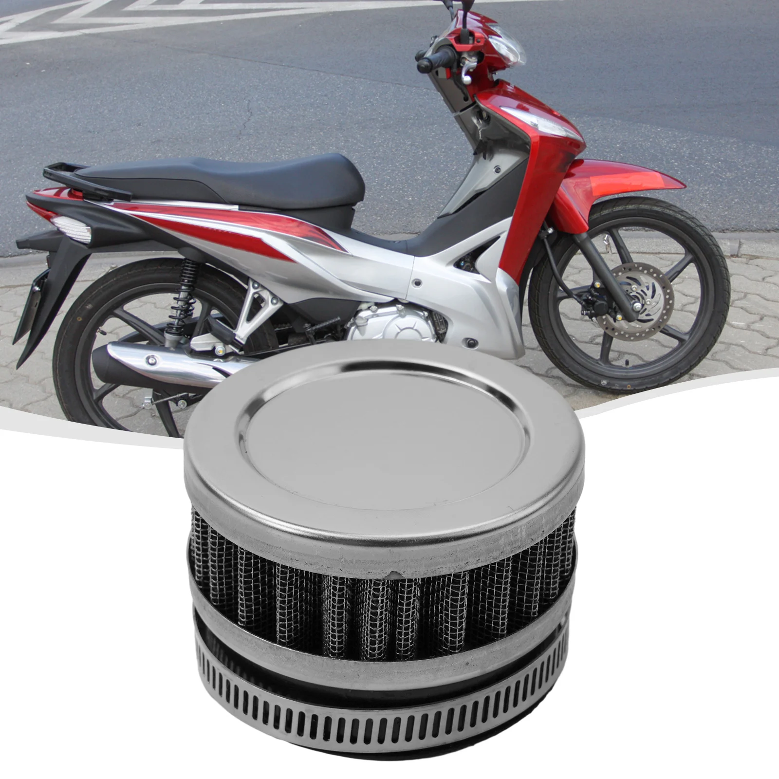 1pc Air Filter Cleaner For Motorcycle Universal 58-60mm Round Tapered Silver Tone Double Layer Stainless Steel Mesh Filter
1pc Air Filter Cleaner For Motorcycle Universal 58-60mm Round Tapered Silver Tone Double Layer Stainless Steel Mesh Filter