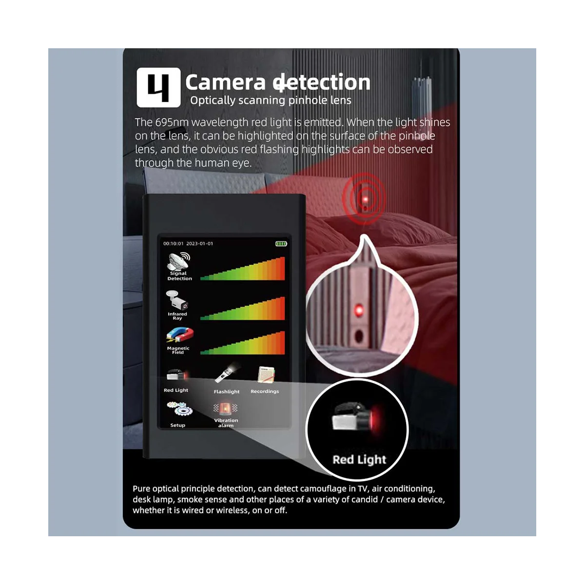 3.2Inch Touch Hidden Camera Detector,Car GPS Tracker Wifi Net GSM Sim Phone Signal Spy Bug AI Intelligent Scan Finder
3.2Inch Touch Hidden Camera Detector,Car GPS Tracker Wifi Net GSM Sim Phone Signal Spy Bug AI Intelligent Scan Finder