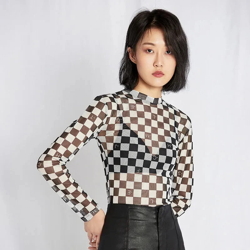 Женская Тюлевая футболка с длинным рукавом милая одежда летняя корейская мода