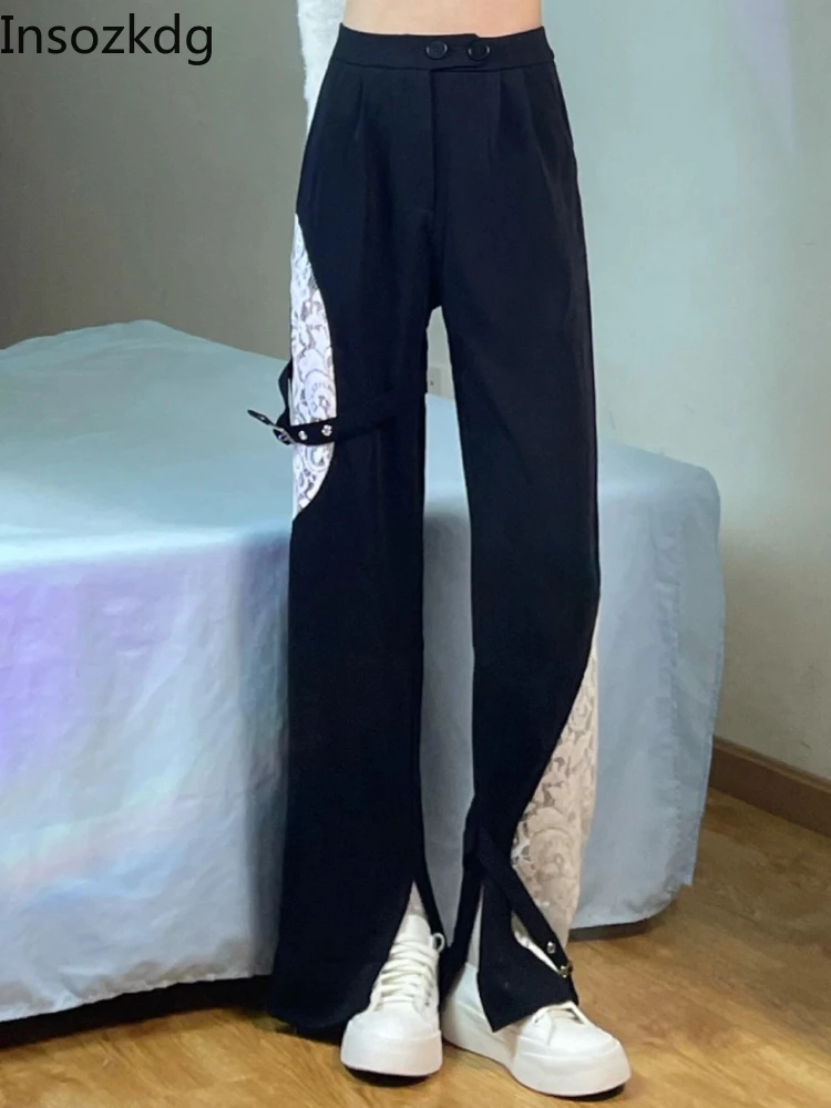 Lnsozkdg Fashion Splicing Split Suit Pants Women 2022 Spring Summer Long Trousers Korean High Waist Elegant Solid Wide Leg Pants
Lnsozkdg Fashion Splicing Split Suit Pants Women 2022 Spring Summer Long Trousers Korean High Waist Elegant Solid Wide Leg Pants