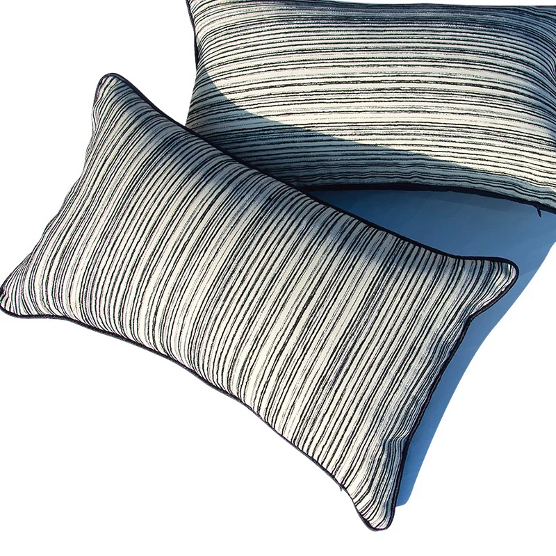 

DUNXDECO Classical Black Stripe Jacquard Cushion Cover Modern Art Decorative Pillow Case Room Sofa Chair Bedding Coussin Deco