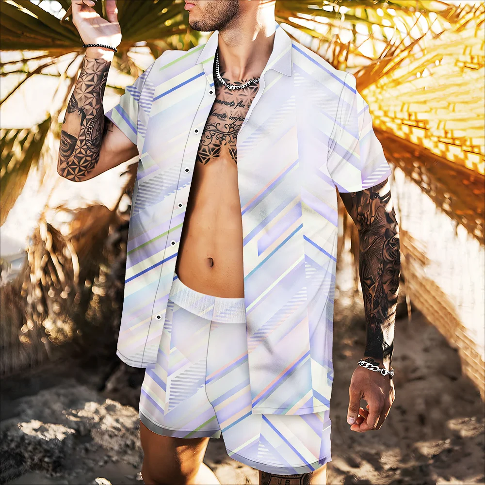 New Men Hawaiian Sets Geometric Print Suit 2022 Summer Short Sleeve Shirt Beach Shorts Streetwear Casual Mens Suit 2 Pieces Set
New Men Hawaiian Sets Geometric Print Suit 2022 Summer Short Sleeve Shirt Beach Shorts Streetwear Casual Mens Suit 2 Pieces Set