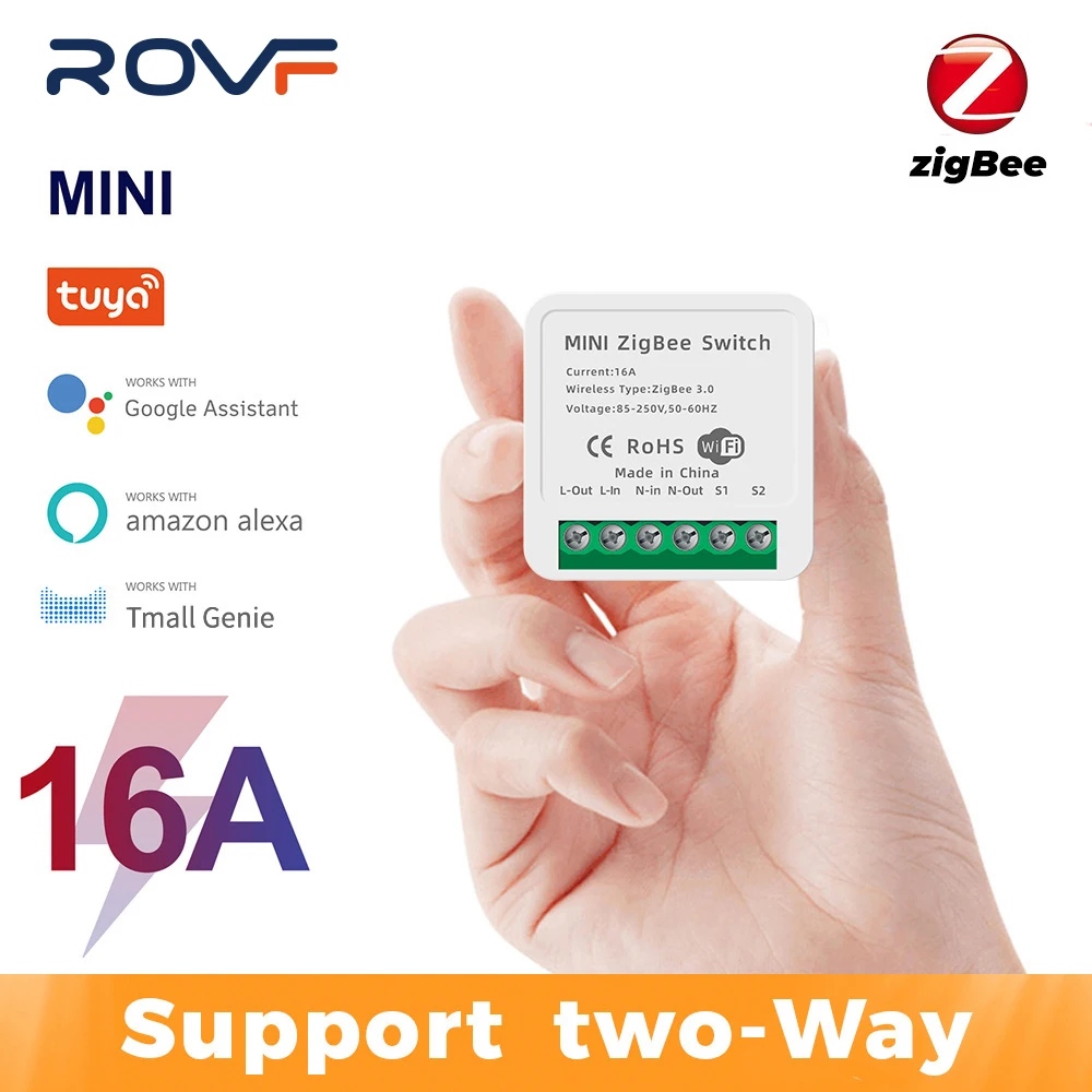 ROVF Tuya ZigBee Smart Light Switch Module Mini 16A 220v 110v Automation DIY Breaker Can 2 Way Control For Alexa Google Home
ROVF Tuya ZigBee Smart Light Switch Module Mini 16A 220v 110v Automation DIY Breaker Can 2 Way Control For Alexa Google Home