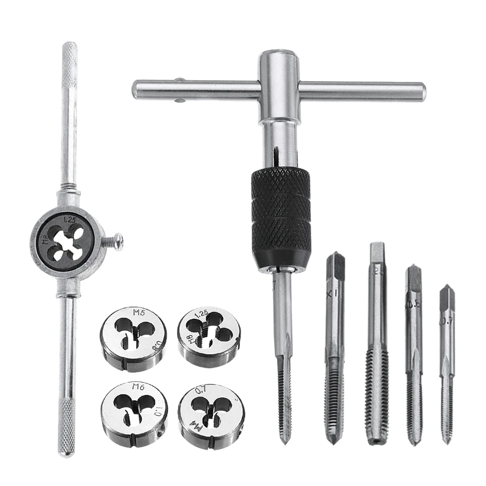 10pcs M4-M8 Tap and Die Set Screw Thread Plug Taps Wrench Die Alloy Steel Hand Tapping Tools Screw Tap Die
10pcs M4-M8 Tap and Die Set Screw Thread Plug Taps Wrench Die Alloy Steel Hand Tapping Tools Screw Tap Die