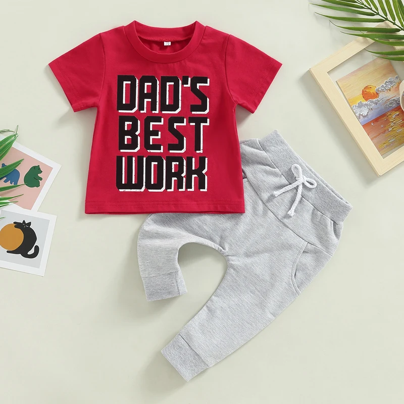 Summer Toddler Boys Outfit Clothes Short Sleeve Letter Print Tops + Drawstring Pants Cotton Casual Clothing Baby's Sets 
Summer Toddler Boys Outfit Clothes Short Sleeve Letter Print Tops + Drawstring Pants Cotton Casual Clothing Baby's Sets
