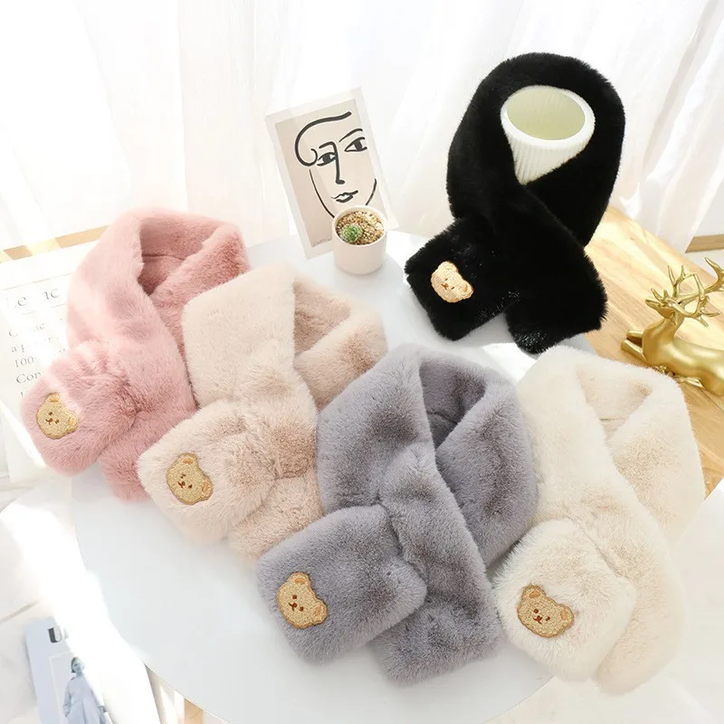 Korean Cute Cartoon Bear Faux Rabbit Fur Thicken Double Plush Scarf Female Winter Outdoor Neck Protection Cross Warm Shawl V73
Korean Cute Cartoon Bear Faux Rabbit Fur Thicken Double Plush Scarf Female Winter Outdoor Neck Protection Cross Warm Shawl V73