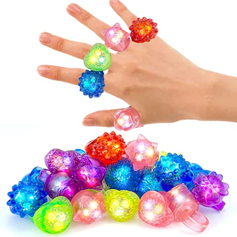 20pc Flashing LED Light Up Rings Light Up Jewelry Rubber Rings Glow In The Dark Rings for Kids Party Favors Supplies Finger Toys
20pc Flashing LED Light Up Rings Light Up Jewelry Rubber Rings Glow In The Dark Rings for Kids Party Favors Supplies Finger Toys