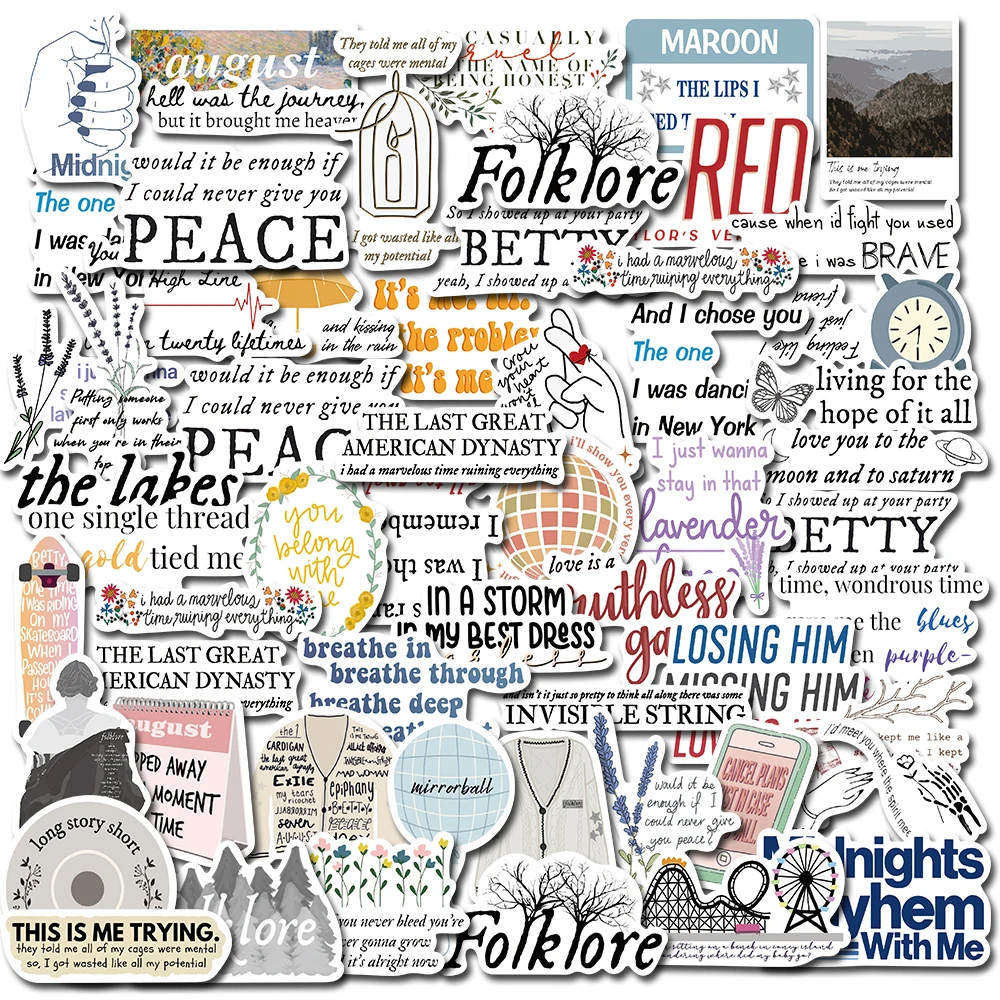 10/52PCS Singer Album Folklore Stickers Vintage For DIY Kids Notebook Luggage Motorcycle Skate Refrigerator Decals Decor Toys
10/52PCS Singer Album Folklore Stickers Vintage For DIY Kids Notebook Luggage Motorcycle Skate Refrigerator Decals Decor Toys