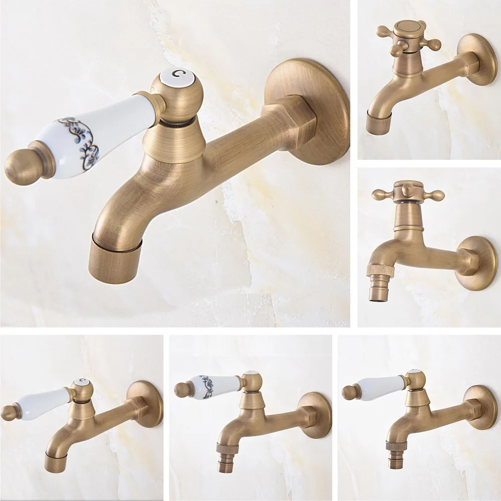 

Antique Brass Wall Mount Bathroom Mop Pool Faucet /Garden Water Tap / Laundry Sink Water Taps / Washing Machine Tap mzh302