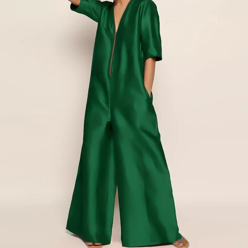 Vintage Loose Wide Legs Straight Women Jumpsuits 2023 Female Solid Short Sleeve Jumpsuit Casual Patchwok Zipper V Neck Rompers
Vintage Loose Wide Legs Straight Women Jumpsuits 2023 Female Solid Short Sleeve Jumpsuit Casual Patchwok Zipper V Neck Rompers
