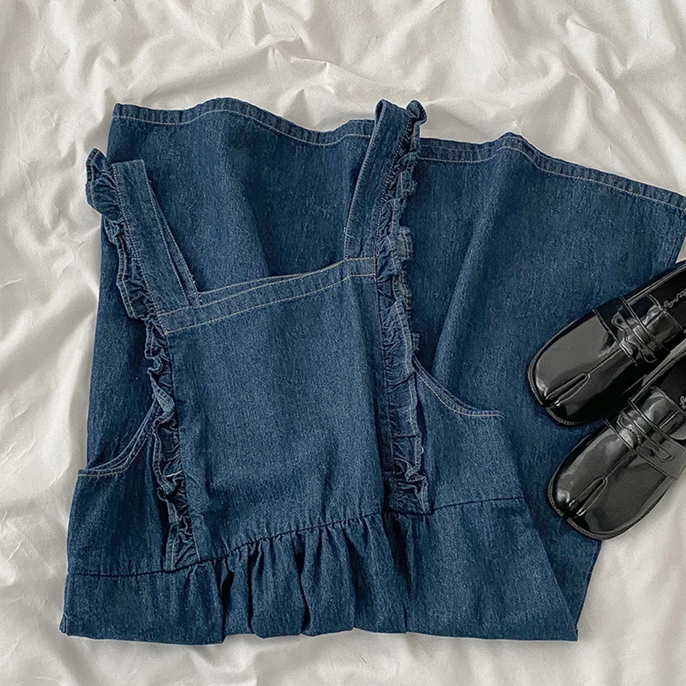 Fashion Ruffles Strap Denim Dress for Women 2022 Summer Design High Waist Slip Dresses Overalls Female Casual Mid-Long Dresses
Fashion Ruffles Strap Denim Dress for Women 2022 Summer Design High Waist Slip Dresses Overalls Female Casual Mid-Long Dresses