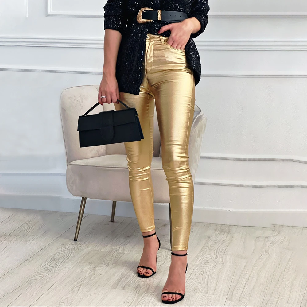 Autumn Women Faux Leather Pants Fashion Trousers Sexy Skinny Hip Solid Color High Waist Casual Pocket Button Women'S Pants
Autumn Women Faux Leather Pants Fashion Trousers Sexy Skinny Hip Solid Color High Waist Casual Pocket Button Women'S Pants