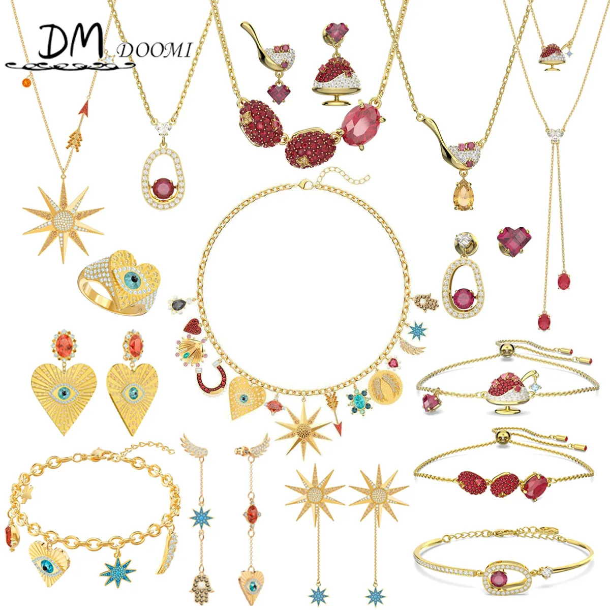 Swa 2022 High Quality Design Charm Jewelry Sets Gold Heart Candy Delicate Tassel Earrings Ring Bracelet Necklace Gifts for Women
Swa 2022 High Quality Design Charm Jewelry Sets Gold Heart Candy Delicate Tassel Earrings Ring Bracelet Necklace Gifts for Women