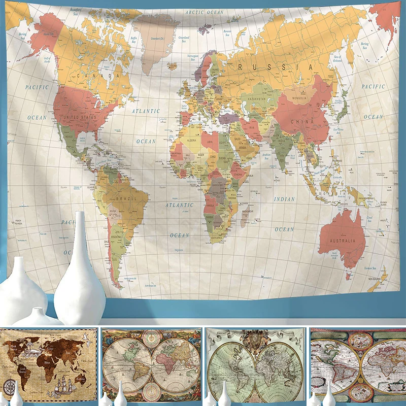 World Map Tapestry High-Definition Map Fabric Wall Hanging Decor Watercolor Map Polyester Table Cover Wall Rugs Dorm Blanket
World Map Tapestry High-Definition Map Fabric Wall Hanging Decor Watercolor Map Polyester Table Cover Wall Rugs Dorm Blanket