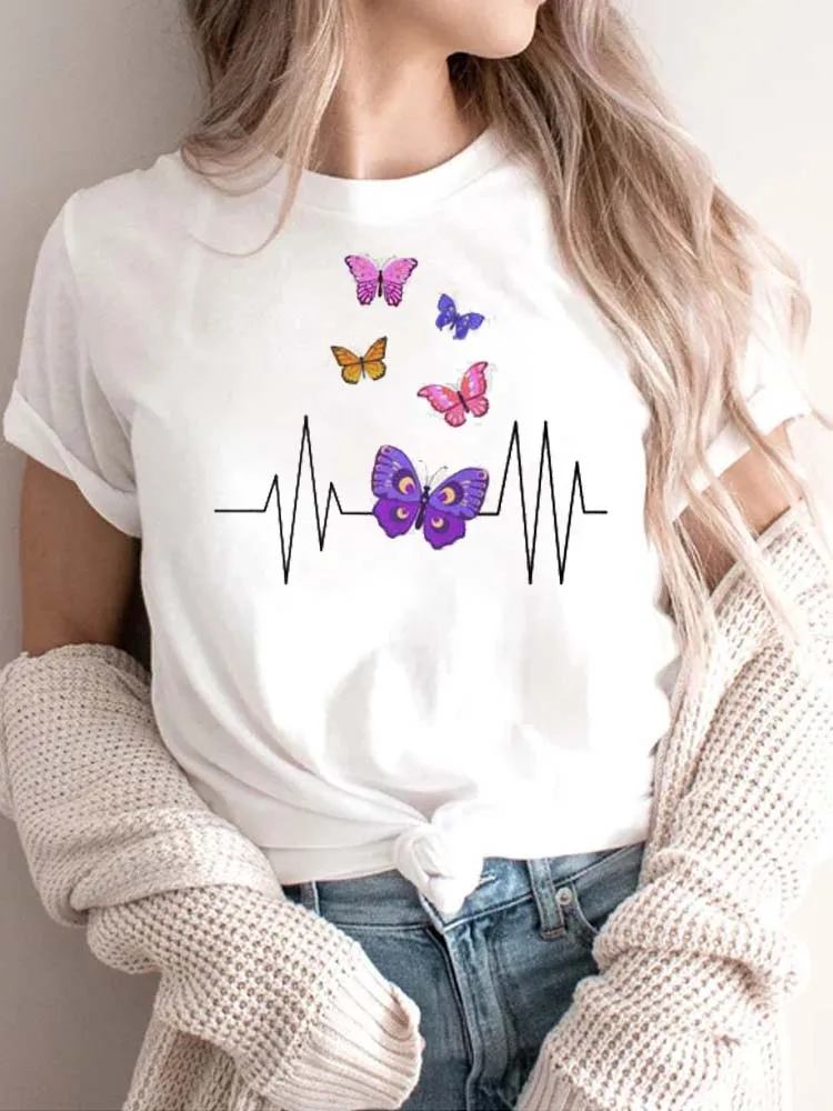 Maycaur Woman Butterfly Heartbeat Print T Shirt Harajuku Summer Tshirts Casual Round Neck Short Slee Top Tee Shirt,Drop Ship
Maycaur Woman Butterfly Heartbeat Print T Shirt Harajuku Summer Tshirts Casual Round Neck Short Slee Top Tee Shirt,Drop Ship