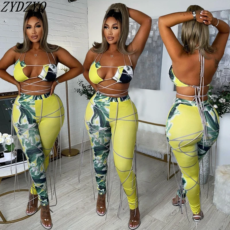 Spring Summer Women Clothing 2 Pieces Set Sexy Lace-up Print Crop Top+Pants Sets Swimwear Vacation Outfits Streetwear Wholesale
Spring Summer Women Clothing 2 Pieces Set Sexy Lace-up Print Crop Top+Pants Sets Swimwear Vacation Outfits Streetwear Wholesale