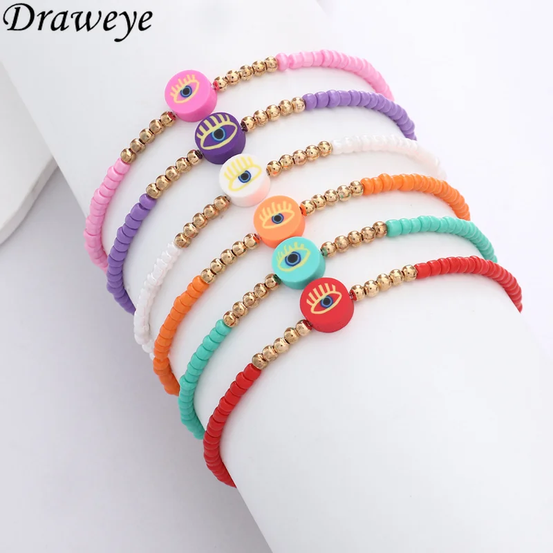 Draweye Charm Bracelets Sets Colorful Clay Beads Evil Eye Bohemia Jewelry Ins Vintage Fashion Bracelets for Women Beacy Style
Draweye Charm Bracelets Sets Colorful Clay Beads Evil Eye Bohemia Jewelry Ins Vintage Fashion Bracelets for Women Beacy Style