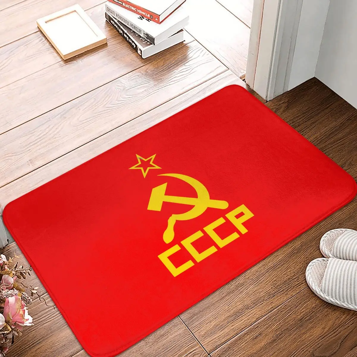 

Russian CCCP Anti-Slip Doormat Living Room Mat Soviet Union Red Yellow Flag Floor Carpet Entrance Door Rug Indoor Decor