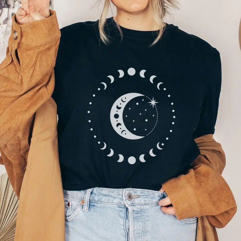Moon Cycle T-Shirt Moon Shirts Astronomy Lovers Shirt Star Tops Gift For Her Aesthetic Cotton O Neck Short Sleeve Graphic Tees
Moon Cycle T-Shirt Moon Shirts Astronomy Lovers Shirt Star Tops Gift For Her Aesthetic Cotton O Neck Short Sleeve Graphic Tees
