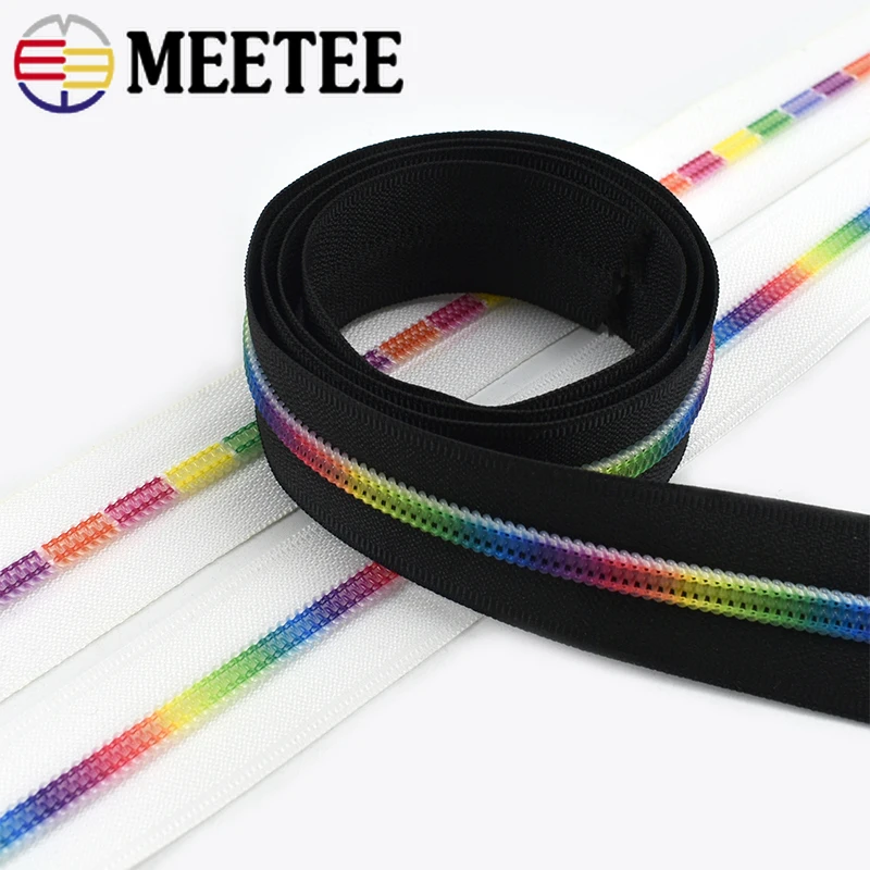 

5/10Meters 5# Nylon Zipper Tape Rainbow Colored Bulk Zippers Clothes Bag Jacket Zip Repair Kits DIY Sewing Supplies Accessories