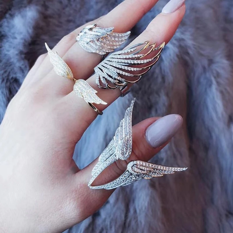 Luxury Angel Wings Rings Adjustable Full Zircon Finger Rings for Women Silver Color Female Party Birthday Jewelry Gift
Luxury Angel Wings Rings Adjustable Full Zircon Finger Rings for Women Silver Color Female Party Birthday Jewelry Gift