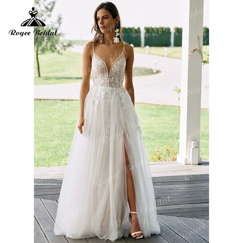 Spaghetti Straps Wedding Dress Lace Applique Deep V Neck Split Side Backless A Line Bridal Wedding Gowns Vestido De Noiva 2022
Spaghetti Straps Wedding Dress Lace Applique Deep V Neck Split Side Backless A Line Bridal Wedding Gowns Vestido De Noiva 2022