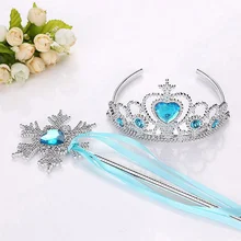 Elsa Princess Crown Magic Stick Headband for Girls Kids Frozen Hair Accessories Sofia Cosplay Set Childrens Toys Birthday Gift