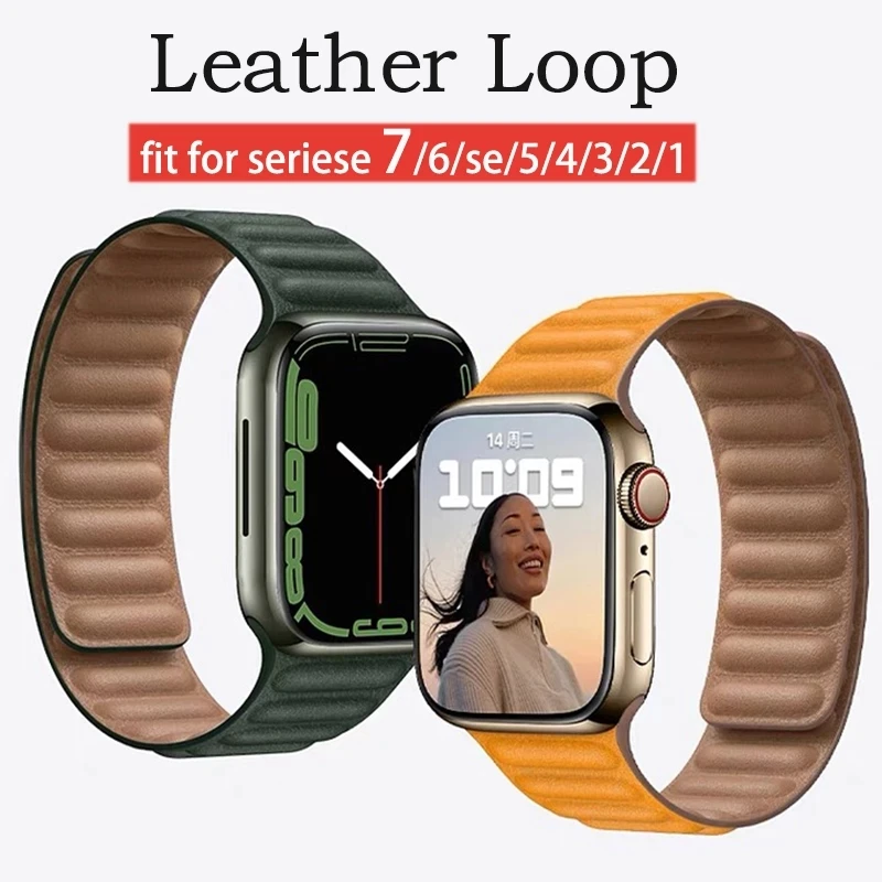 Original Leather Bracelet for Apple watch band Series 7 6 SE 44 40 38 mm 42mm Correa Magnetic Loop bracelet iWatch 5 4 3 45 41mm
Original Leather Bracelet for Apple watch band Series 7 6 SE 44 40 38 mm 42mm Correa Magnetic Loop bracelet iWatch 5 4 3 45 41mm