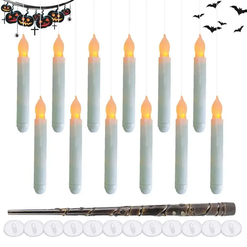 12Pcs Flameless Candles with Magic Wand Remote Floating Taper Candles Halloween Decorations Battery Operated Hangings Candles 
12Pcs Flameless Candles with Magic Wand Remote Floating Taper Candles Halloween Decorations Battery Operated Hangings Candles