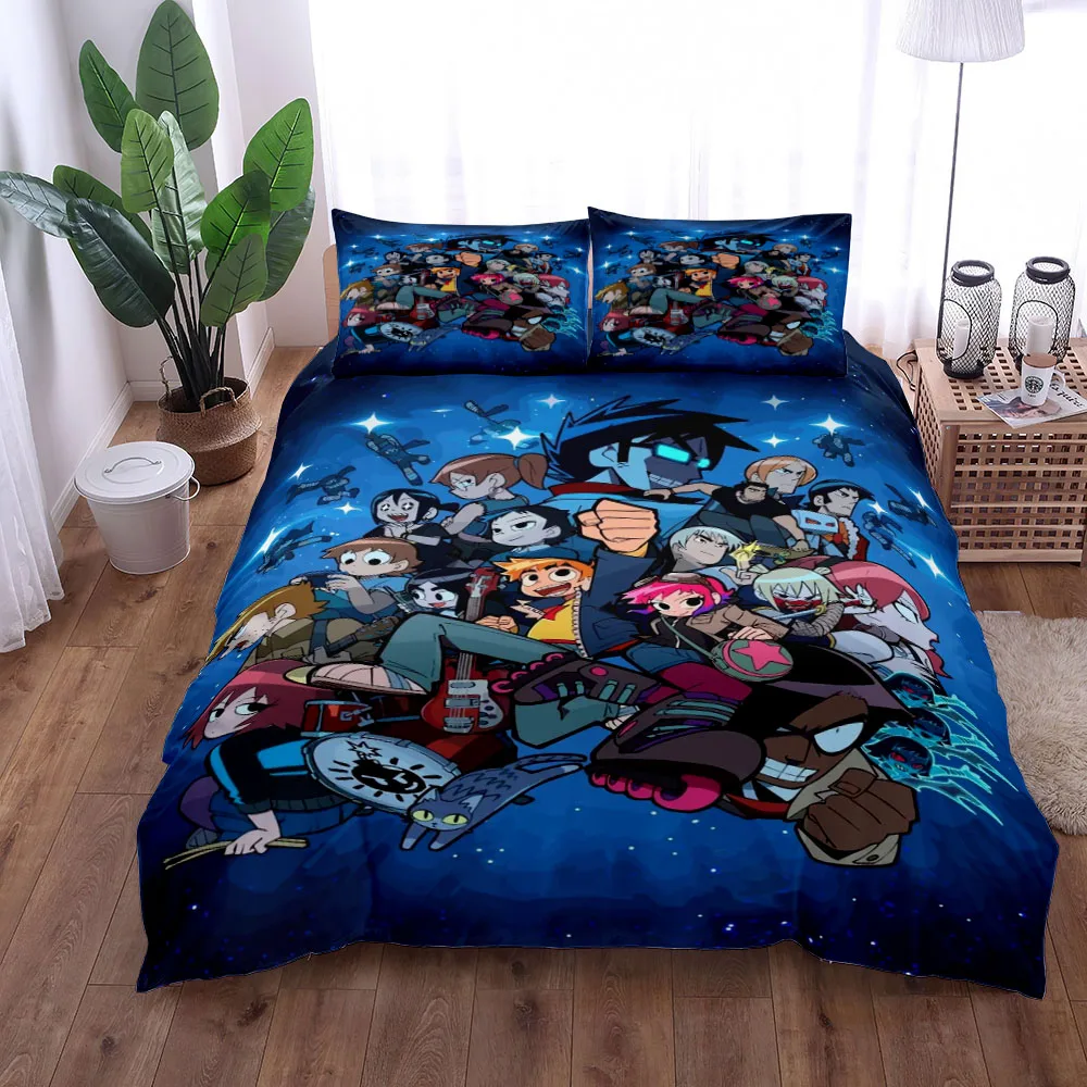 

Scott Pilgrim Duvet Cover Set UK Single Double King US Twin Full Queen Size Anime Bed Linen Set