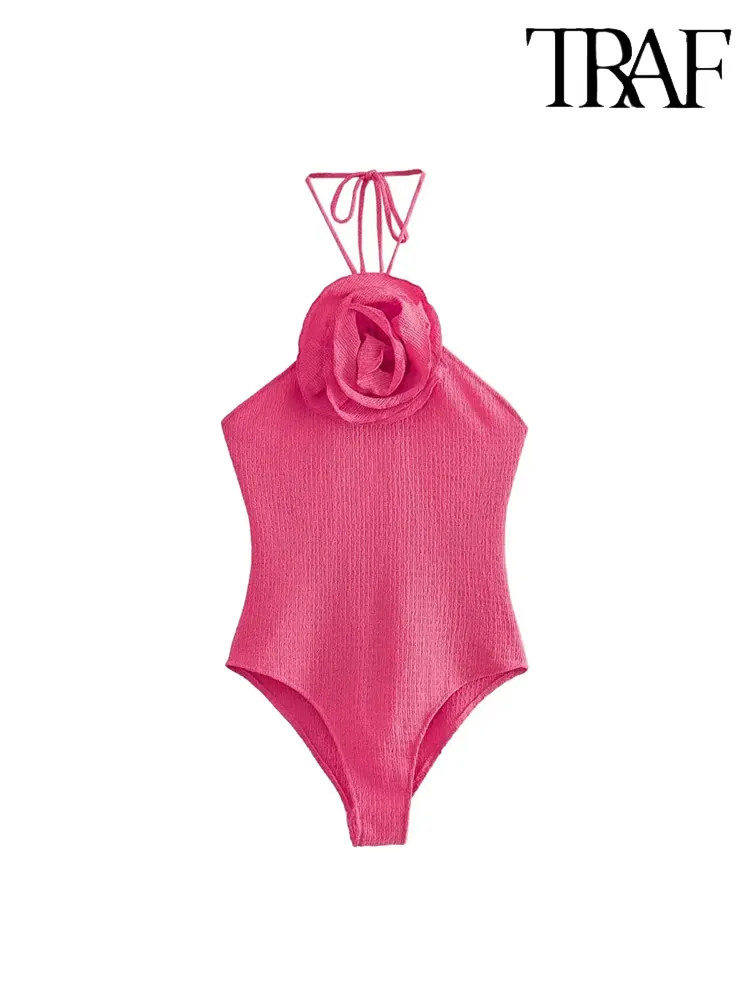TRAF Zevity Y2K With 3D Flower Elastic Texture Women Skinny Bodysuit 2023 Summer Sleeveless Backless Halter Female Playsuit
TRAF Zevity Y2K With 3D Flower Elastic Texture Women Skinny Bodysuit 2023 Summer Sleeveless Backless Halter Female Playsuit
