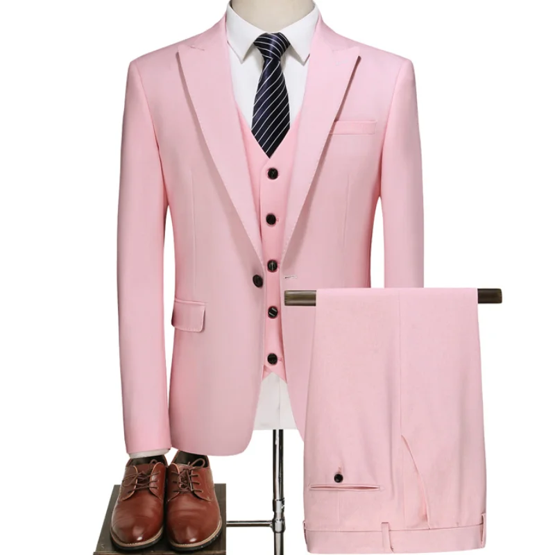 Mens Wedding Suits Slim Fit Pink White Blazer Vest Pants 3 Piece Set For Man Formal Business Casual Costume Party Dress Clothing
Mens Wedding Suits Slim Fit Pink White Blazer Vest Pants 3 Piece Set For Man Formal Business Casual Costume Party Dress Clothing