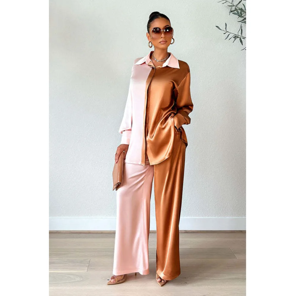 Office Lady Suit Pants Women Fashion Stain Color Block Casual Matching Sets Two Piece Outfits Female Summer Top And Pant Set
Office Lady Suit Pants Women Fashion Stain Color Block Casual Matching Sets Two Piece Outfits Female Summer Top And Pant Set