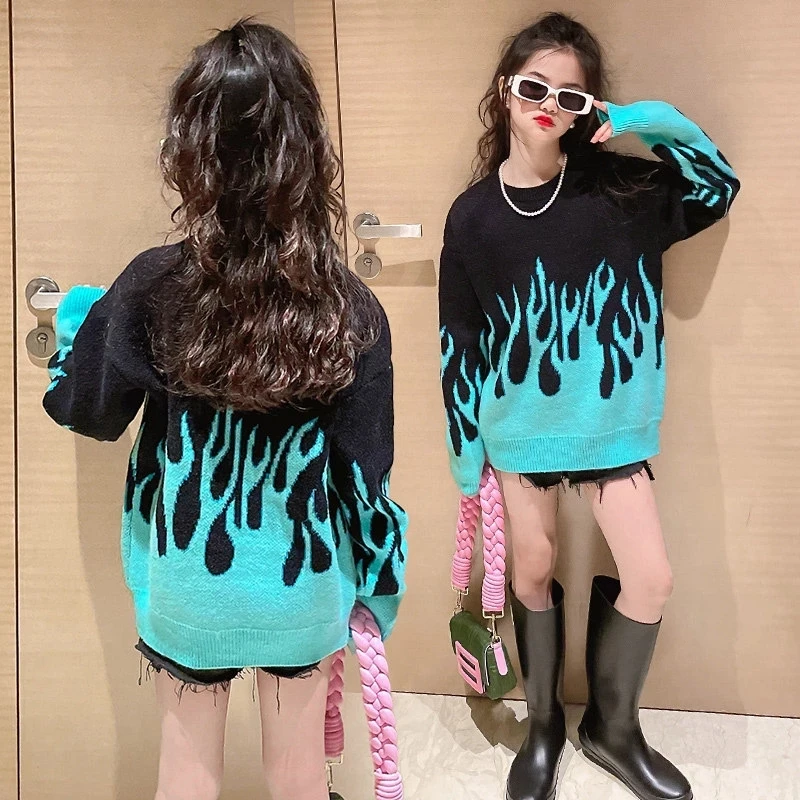 Teen Girls Patchwork Sweater Spring Autumn Pullover Knitting Tops Kids Casual Flame Pattern Children Fashion Soft Clothing 5-14Y
Teen Girls Patchwork Sweater Spring Autumn Pullover Knitting Tops Kids Casual Flame Pattern Children Fashion Soft Clothing 5-14Y