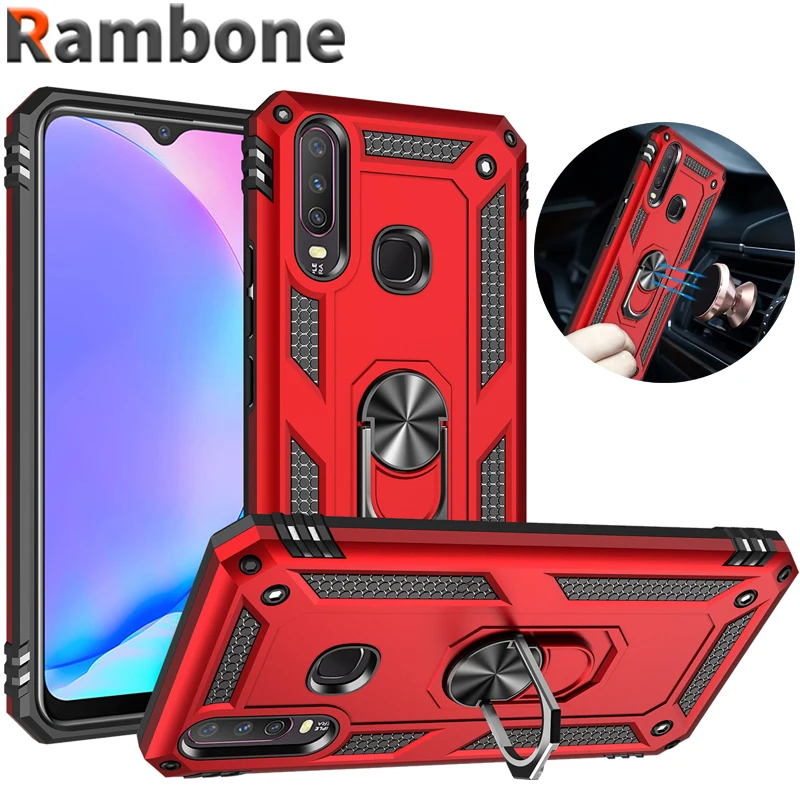 

Shockproof Phone Case For VIVO V15 Pro Ring Cover For vivo Y12 Y15 Y17 X21 X23 X27 Armor Magnetic Metal Case For Vivo Nex S A