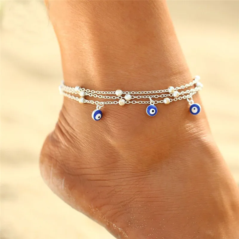 

Huitan Fashion Rainbow Color Pendant Anklet Leg Chain for Women Cute Beach Ankle Bracelet Barefoot Jewelry Exquisite Girl Gift