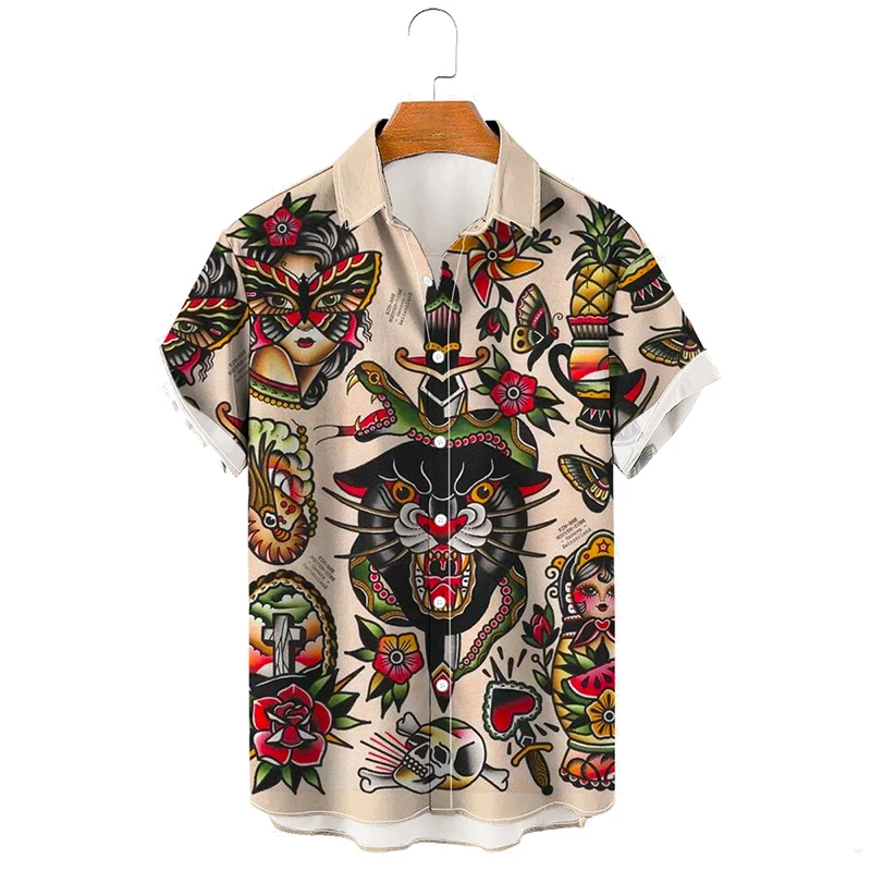 Molilulu-ropa Vintage de moda para hombre, camisas de manga corta transpirables y sueltas con estampado 3D de marinero, Hawaian 
Molilulu-ropa Vintage de moda para hombre, camisas de manga corta transpirables y sueltas con estampado 3D de marinero, Hawaian