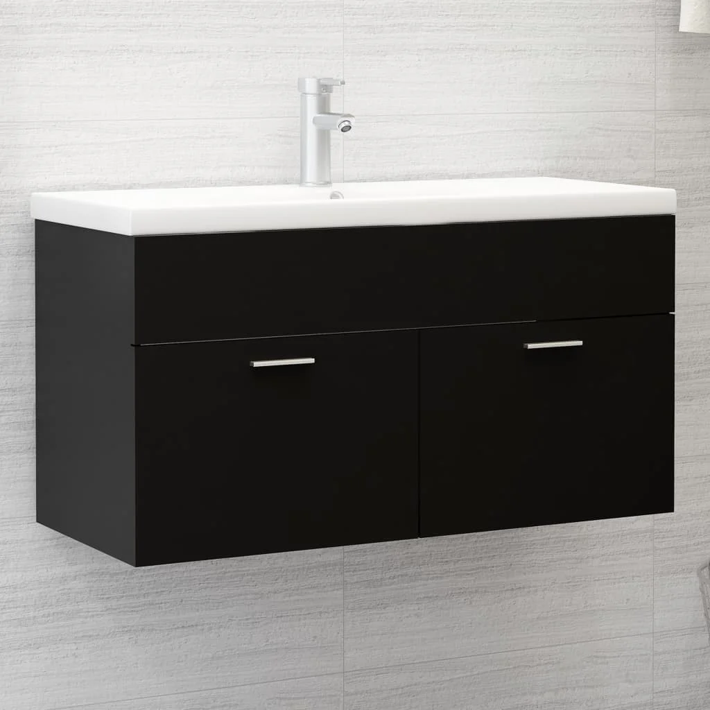 Sink Cabinet with Built-in Basin, Chipboard Cabinet, Bathroom Furntain Black 90 x 38.5 x 46 cm
Sink Cabinet with Built-in Basin, Chipboard Cabinet, Bathroom Furntain Black 90 x 38.5 x 46 cm