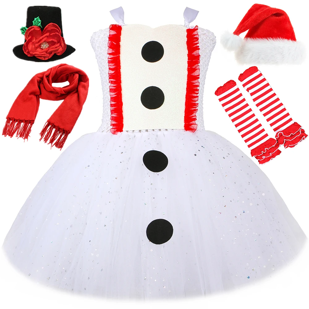 

Snowman Olaf Costume Kids Halloween Carnival Party Princess Dresses Sparkly White Toddle Baby Girls Christmas Tutu Dress Clothes