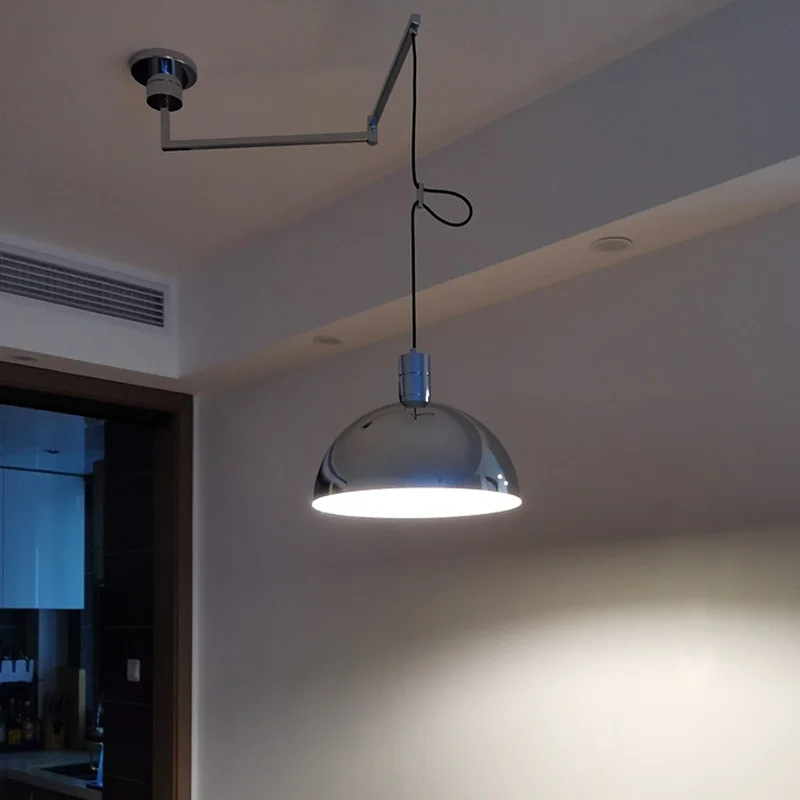 

Современная металлическая вращающаяся светодиодная люстра E27 s, Регулируемый потолочный светильник для столовой, бара со стеклянными/металлическими оттенками, Подвесная лампа