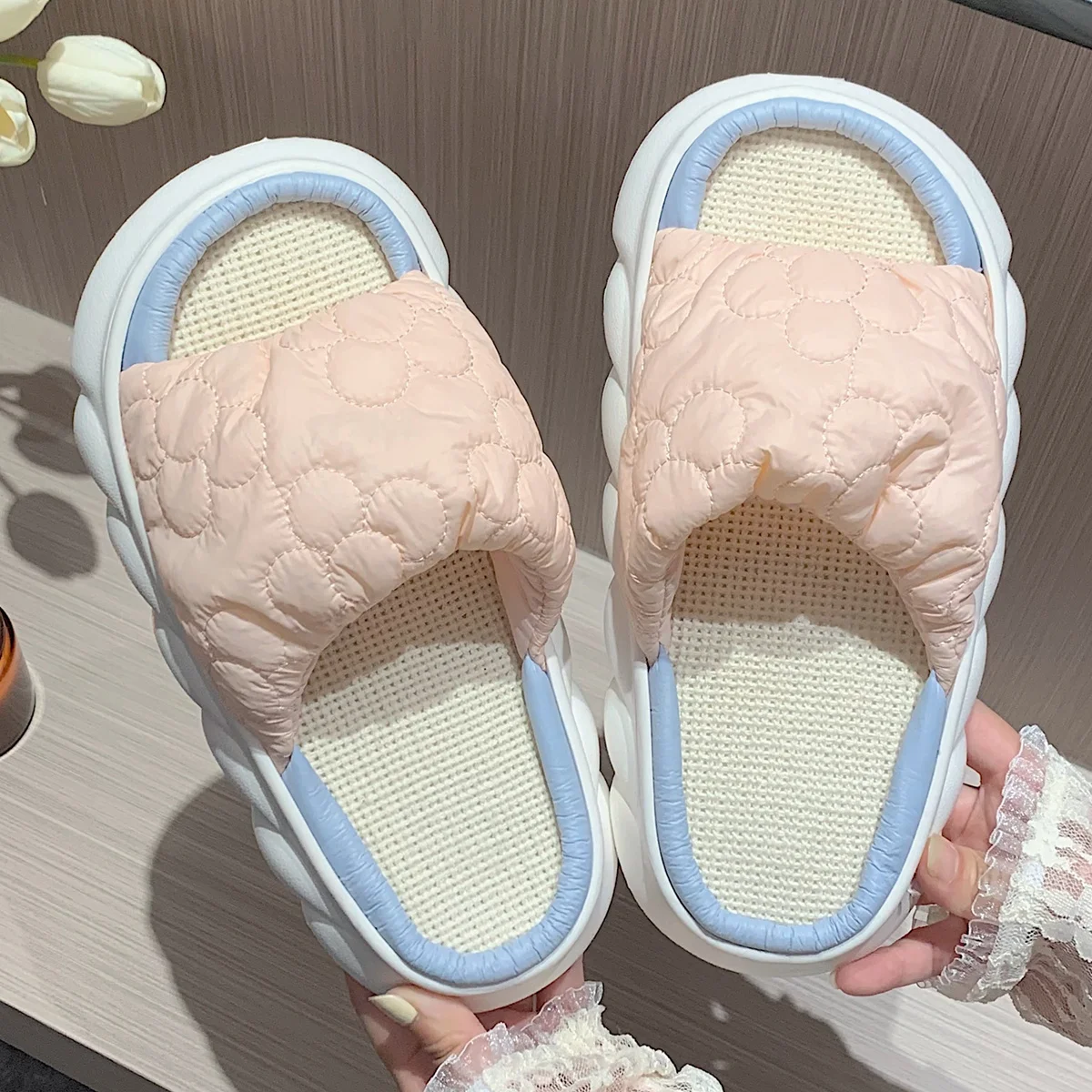 Women Slippers Japanese Sweet Bubble Linen Slippers Women's Summer Air Conditioning Room Anti Slip Silent Home Cotton And
Women Slippers Japanese Sweet Bubble Linen Slippers Women's Summer Air Conditioning Room Anti Slip Silent Home Cotton And