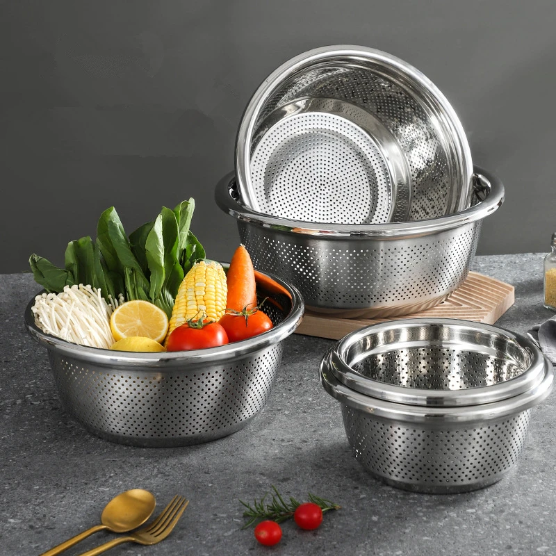 Stainless Steel Deepened Drain Basin Thickened Round Vegetable Washing Basket Dense Hole Amoy Rice Bowl Kitchen Accessories
Stainless Steel Deepened Drain Basin Thickened Round Vegetable Washing Basket Dense Hole Amoy Rice Bowl Kitchen Accessories