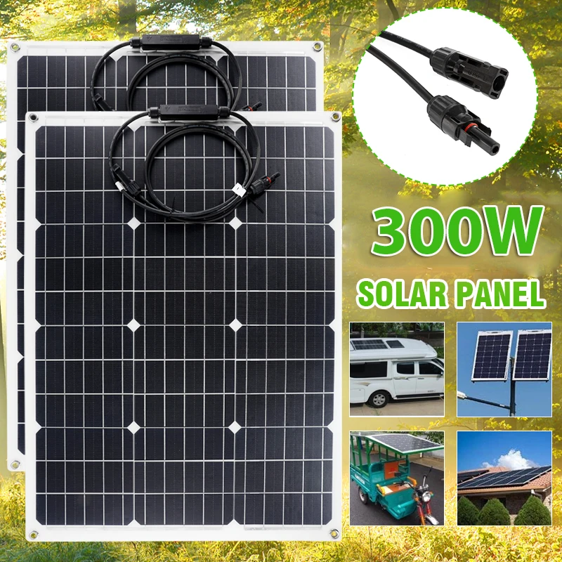 300W Semi-flexible Monocrystalline Solar Panel DIY Cable Waterproof Outdoor Car RV Rechargeable Power System Paneles Solares
300W Semi-flexible Monocrystalline Solar Panel DIY Cable Waterproof Outdoor Car RV Rechargeable Power System Paneles Solares