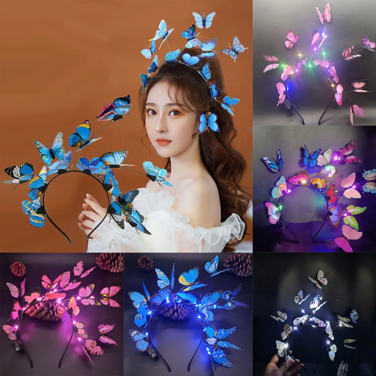New Fashion LED Glow Simulation Pink Blue Butterfly Flower Branch Christmas Headband Headdress Party Decoration Props Easter 
New Fashion LED Glow Simulation Pink Blue Butterfly Flower Branch Christmas Headband Headdress Party Decoration Props Easter